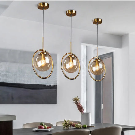 Zhongshan Home Decorative Metal Pendant Light Gold Metal Dining Room Hanging Glass Balls Chandelier