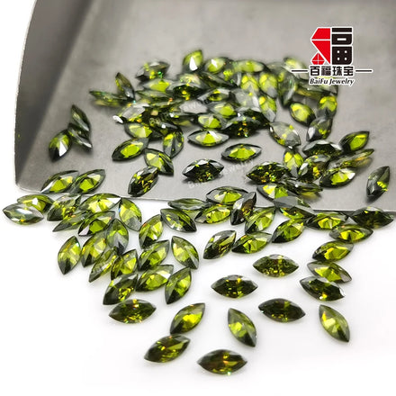 Baifu Olive Marquise Cut Cubic Zirconia Loose CZ Stones for Jewelry Making