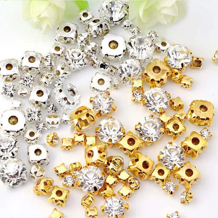 Handmade Glass Sew on Rhinestones Sew on Crystal Rhinestones with Metal Claw