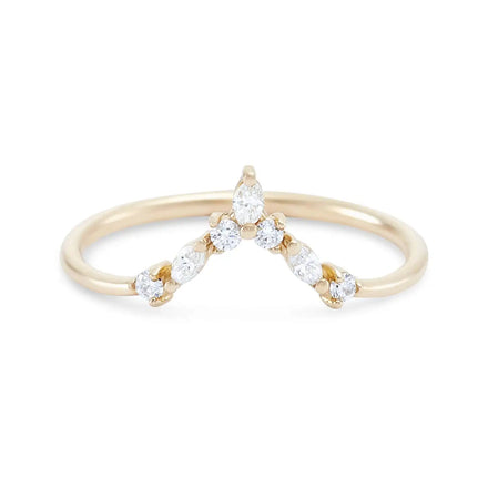 Custom New Elegant Around and Marquise White Cubic Zircon V Shaped Stacking 925 Sterling Silver Rings Jewelry
