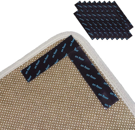 12pcs Carpet Nonslip Sticker Dual Sided Antislip Rug Grippers Pad to Keep Carpet Corners Flat