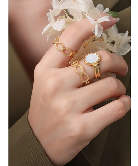 Dainty Circle Stacking Ring Ladies Jewelry Stainless Steel 18K Gold Plated Non Tarnish Minimalist Hollow Open Ring for Gift