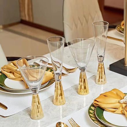 New Model Best Gift White Drinking Custom Glass Logo Wholesale Gold Flute Champagne