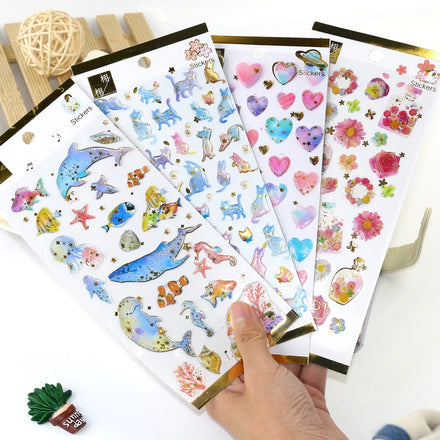 3D cartoon epoxy custom clear stickers for phone case planner diary sticker butterfly pendant