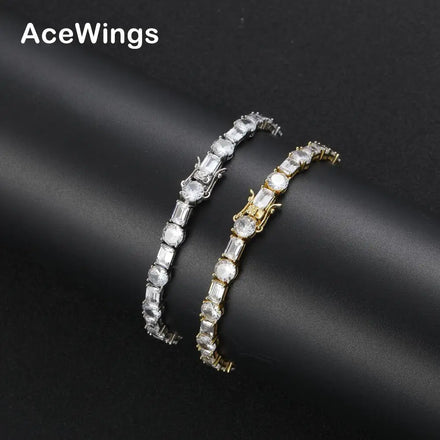 BB214 6mm 7inch 8inch Brass Zircon Tennis Chain Bracelet Hip Hop Jewelry CZ Bracelet