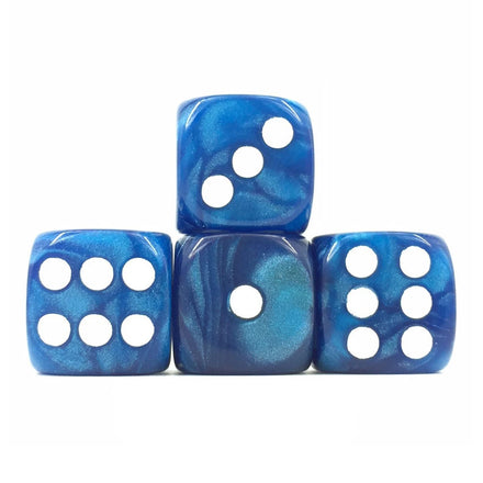 HS Standard 6 Sided 20mm Polyhedral RPG/DND Dice Pearl Blue and Black Acrylic and Plastic Square Shape for Math Board Games