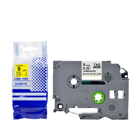 Tatrix TZE621 TZE-621 Label Tape TZE 9mm*8m Black on Yellow Laminated Tze Label Tape Compatible for Brother P-Touch Label Maker