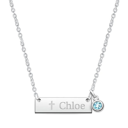 Wholesale Stainless Steel Custom Bar Charm Pendent Kids Necklace