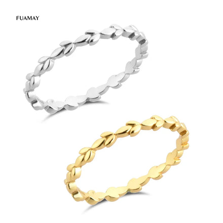 FUAMAY Dainty Olive Leaf Stacking Band Rings 925 Sterling Silver Minimalist Style Classic Wedding Party Accessory for Girls
