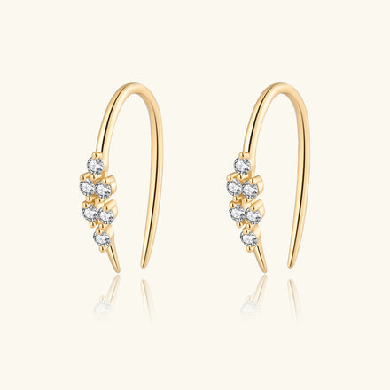 FUAMAY Silver Jewellery Wholesale Silver Shooting White Crystal Flower Open Hoop Earrings Piercing Front Facing Earring Hooks