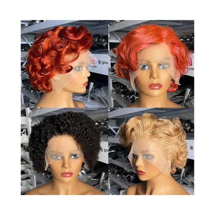 Goodluck Wholesale Top Quality HD 13x4 Lace Frontal Pixie Cut Short Curly bob Lace Front Human Hair Wig Wigs for Black Women