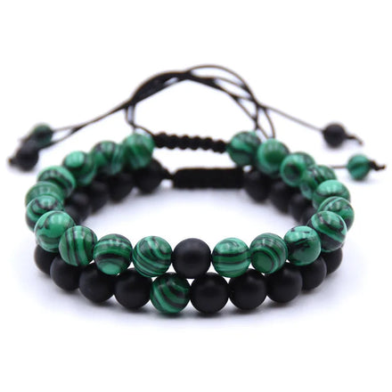 Matte Black Onyx Malachite Quartz Bracelet Stylish Healing Gemstone Jewelry for Couples and Best Friends Gift