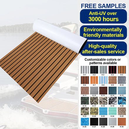 Customized Anti UV 2400*900mm Full Sheet EVA Teak Wood Marine Flooring Mats Modern Design for Outdoor Boat Brushed Techniques