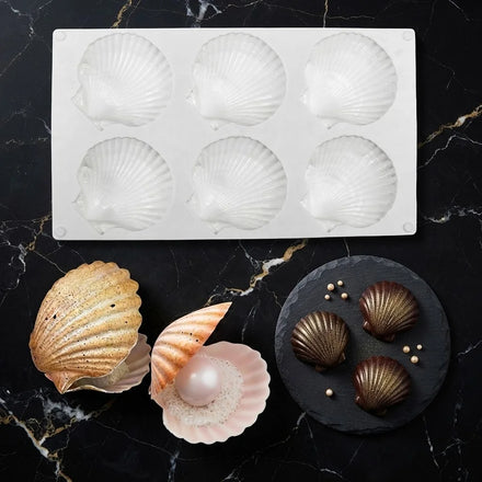 AK 6 Cavity Shell Mousse Cake Molds Cookies Handmade Fondant Moulds for Baking Silicone Chocolate Molds
