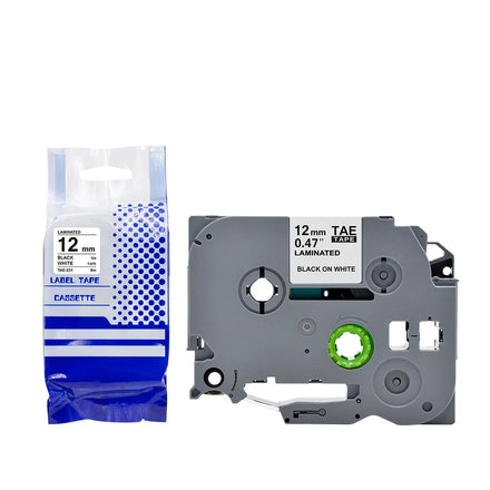 Tatrix TZ231 TZE231 TZ-231 TZe-231 Tze 231 Black on White Laminated P-touch Label Tape Cartridge for Brother PT-E100 P-touch