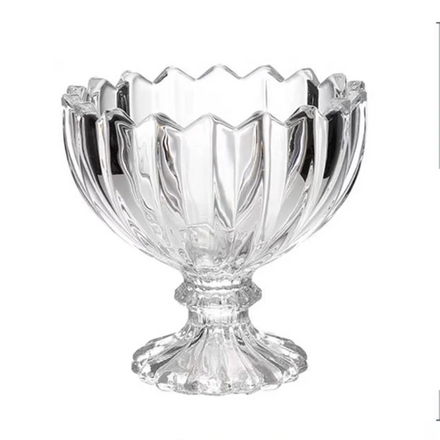 Vintage Glass Footed Ice Cream Dish Pedestal Compote Bowl