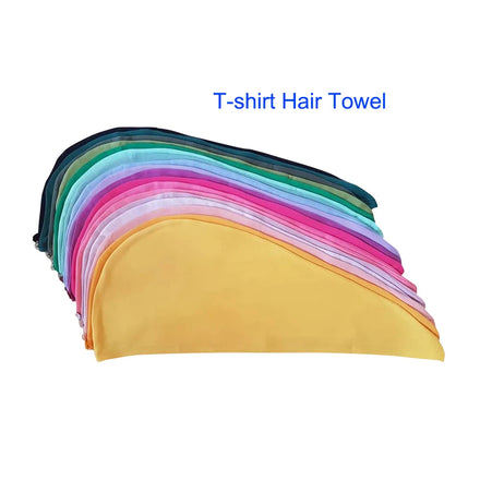 Colorful Smooth T-Shirt Hair Towel Set Elastic Curly Wavy Straight Waist Turban Wrap for Curly Hair