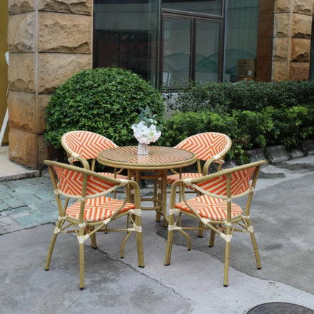 Outside French Bistro Rattan Table and Chairs Outside Patio Garden French Restaurant Table and Chairs