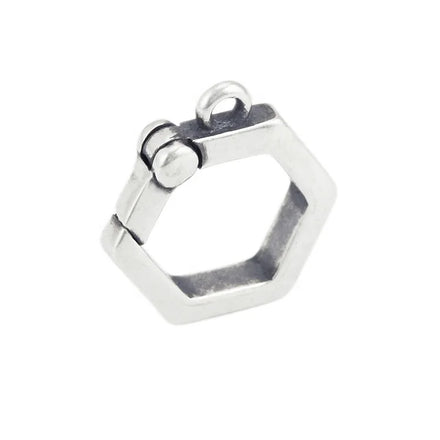 Dainty Durable Frame Hexagon Shape Pendant Lock 925 Sterling Silver Honeycomb Charm Holder Lobster Clasp for Necklace