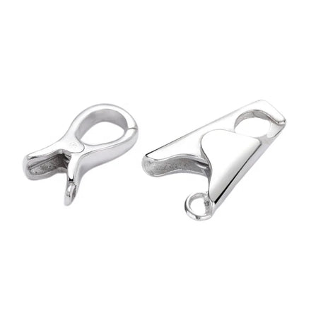 Hip Hop Punk Style 925 Sterling Silver Cool Plain Alligator Lobster Clasp Jewelry Clip Lock for Necklaces Bracelets Findings