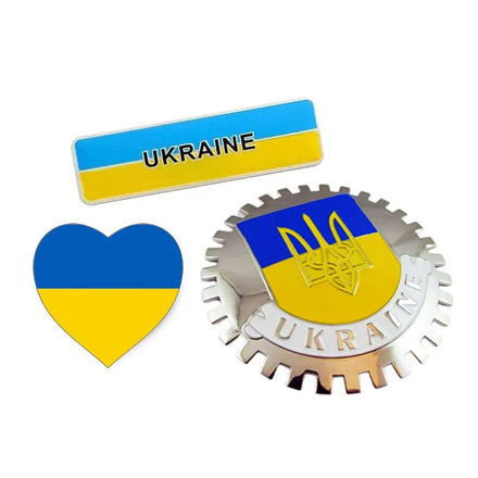 Custom Made Enamel Metal Auto Grille Badge Car Decal Ukraine Flag Car Sticker