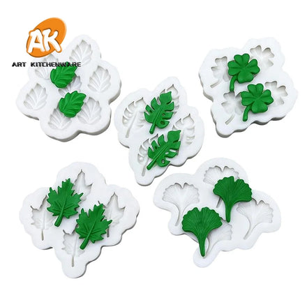 AK Ginkgo Brown Monstera Silicone Sugar Craft Mould Resin Tool Cupcake Baking Mould Cake Decorating Tools Silicone Fondant Molds
