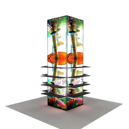 LED Backlit Reusable Aluminum Portable 10ft Tall Trade Show Display Stand Dye-Sublimation Printing Exhibition Tower Pillar Shelf
