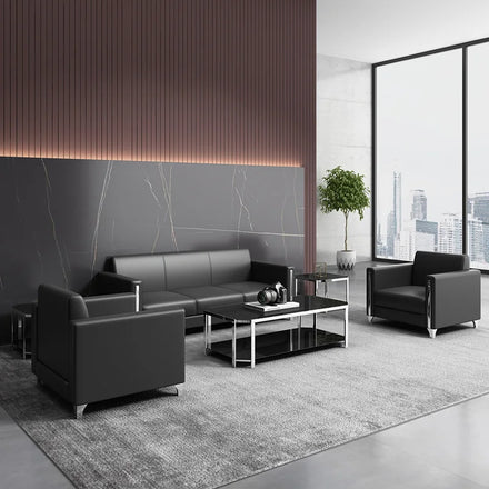 Factory Office Waiting Room Furniture Sofa Sets Leisure Sofa PU Leather Modern Contemporary Reception Sofa Foshan