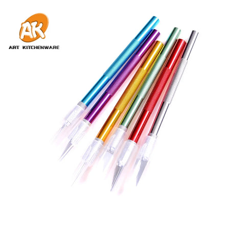 AK Aluminium Sculpting Gum Paste Carving Baking Pastry Tools 5Pcs Blades Knife Fruit Fondant Cake Decorating Tools Carving Knife