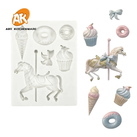 AK Horse Donut Ice Cream Silicone Cake Mould Cupcake Baking Mould Cake Decorating Tools Silicone Fondant Molds