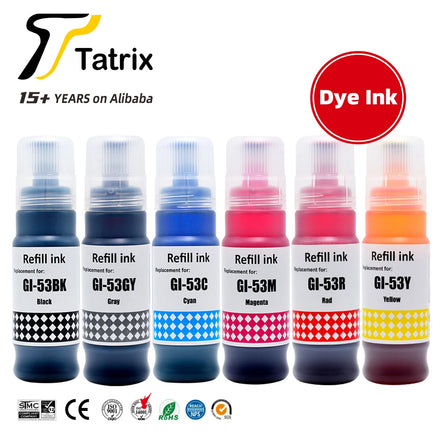 Tatrix GI-53 Refill Ink GI53 Bottle Ink  Compatible Water Based Bulk Bottle Refill Ink for Canon Printer GI-53