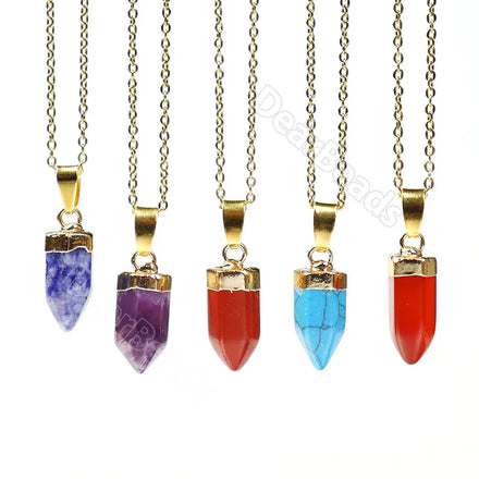 Wholesale Natural Stone Crystals Necklace Amethyst Point Stick Crytal Quartz Gemstone NECKLACES Jewelry Making