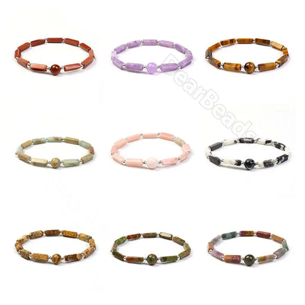 Natural Hot Fashion Square Tube Crystal Stretch Bracelets Healing Jewelry Hematite Agate Stone Bracelet for Woman Girl