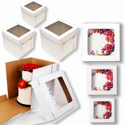 2 Layers Flower Cake and Flower Box Cardboard with Window Cake Box Cardboard Paper Cake Packaging Candy Gift Rigid Boxes