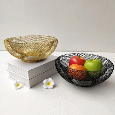 Wholesale Display Fruit Iron Storage Kitchen Bowl Metal 2 Wire Tier Fruit Basket Golden