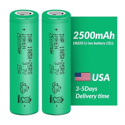 A Grade Inr18650 25r 2500mah 3.7v Power Tool 2500 Rechargeable Battery for Golf Carts