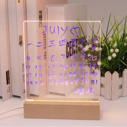 Creative Wooden Acrylic LED Rewritable Night Light Lamp with Touch Control Plug-In Small Size Asian Design 4W 70 CRI
