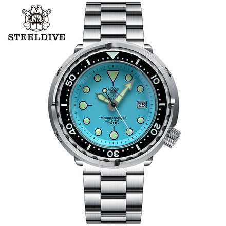 Turquoise Dial SD1975 STEELDIVE 316L Stainless Steel Sterile Tuna Japanese NH35A Automatic 30ATM Diver Diving Watch