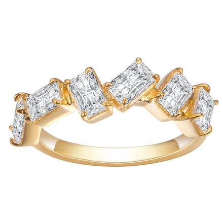 Messi Gems MSR-576 Fashion Wedding Ring Women Gift 925 Silver 14K Gold Plated DEF Radiant Moissanite Diamond Ring