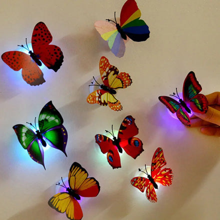 Linhua Custom Colorful Wall Decoration Sticker Papillon Lumineux Led Decorative Butterflies With Light