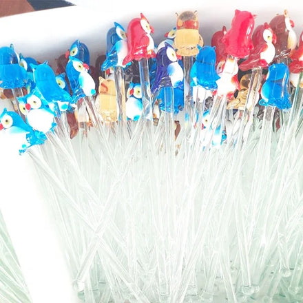 Custom Made Lampwork Novelty Eco-Friendly Promotional Decorative Cocktail Glass Swizzle Sticks Casual Design Bar Tableware Bar