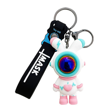 New Fashion Cartoon Lightning Rabbit Keychain Cute Bunny Astronaut Car Key Chain Anime Silicone Pendant Bag Charm