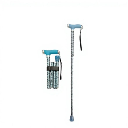 Silicone Handle Luminous Rubber Tip T-Handle 5-Section Aluminum Alloy Shaft Foldable Walking Stick