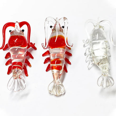 Factory Directly Custom Colorful Shrimp Prawn Lobster Murano Glass Animal Sculpture Figurine Festival Home Decor Taiwan Made