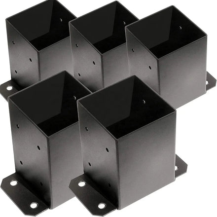 Iron Post Base Brackets Heavy Duty Powder Coated Post Anchor Matte Black Modern Pergola Pavilion Deck Railing Support