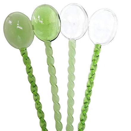 Small Fancy Teaspoons Set Heat Resistant Stirring Borosilicate Glass Spoon Eco-Friendly Durable Colorful Wedding Customized Logo