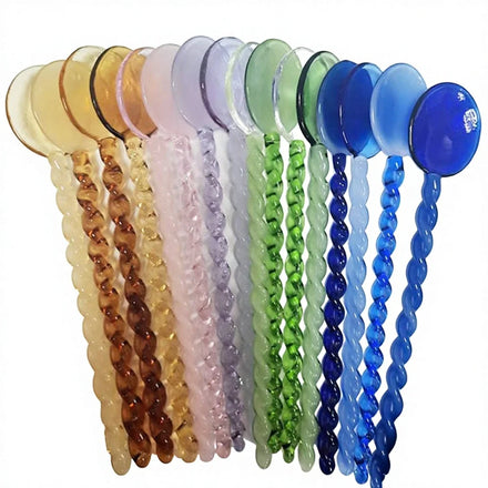 Wholesale Customized Color Eco-Friendly Lampworking Small Round Borosilicate Glass Spoon for Party Home Gift