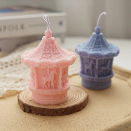 Handmade Craft Tool Room Decorations Cute Carousel Amusement Park Wax Silicone Molds Carousel Candle Mold