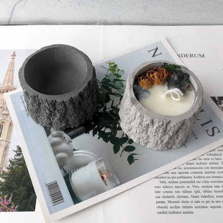Flowerpot Plaster Container Molds Country Tree Branch Soy Wax Candleholder Molds Tree Stump Candle Holder Silicone Mould