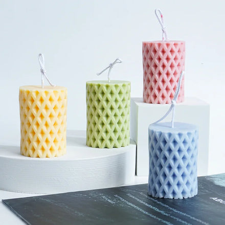 Home Decor Wax Tool Aesthetic Sculptural Candles Mold Rhombus Column Pillar Candle Silicone Mold